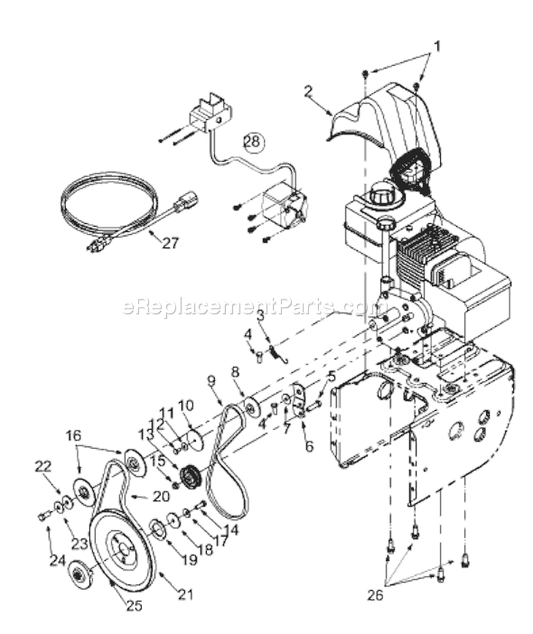 Page B Diagram and Parts List for 31AE633E401 2001 Yard Man Snow Blower